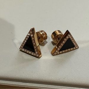MICHAEL KORS ROSE GOLD AND BLACK TRIANGLE EARRINGS